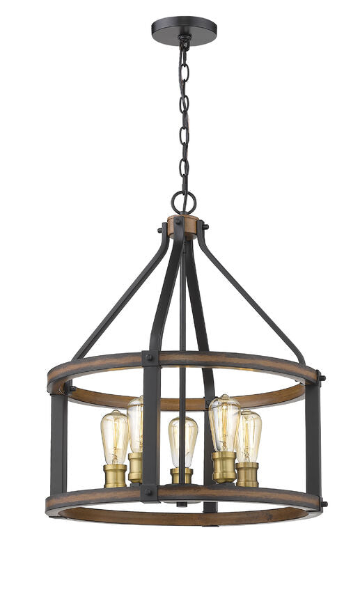 Z-Lite Kirkland 20" 5-Light Rustic Mahogany Steel Pendant Light