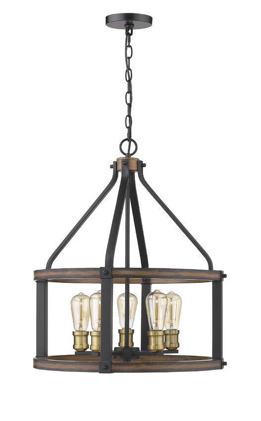 Z-Lite Kirkland 20" 5-Light Rustic Mahogany Steel Pendant Light