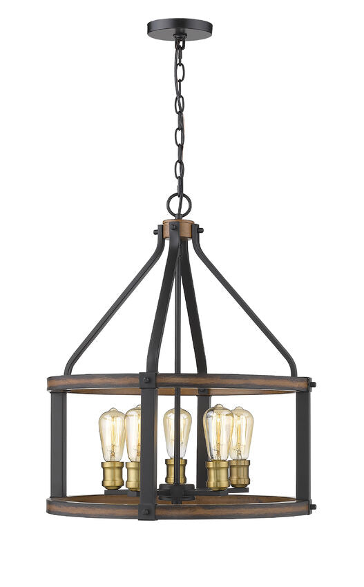 Z-Lite Kirkland 20" 5-Light Rustic Mahogany Steel Pendant Light