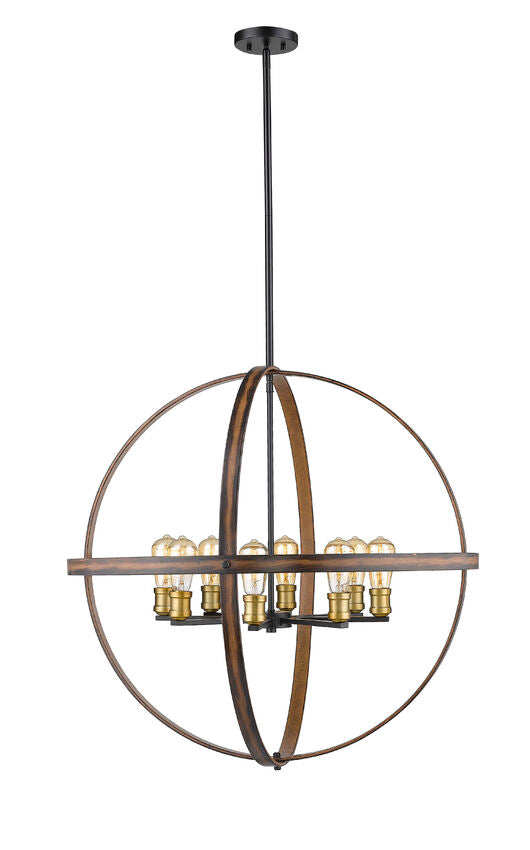Z-Lite Kirkland 32" 8-Light Rustic Mahogany Steel Pendant Light