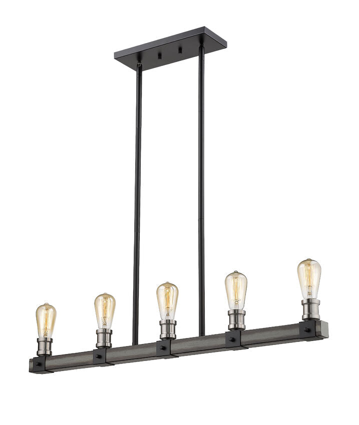 Z-Lite Kirkland 5" 5-Light Ashen Barnboard Steel Island Light