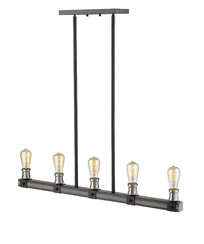 Z-Lite Kirkland 5" 5-Light Ashen Barnboard Steel Island Light
