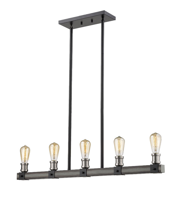 Z-Lite Kirkland 5" 5-Light Ashen Barnboard Steel Island Light