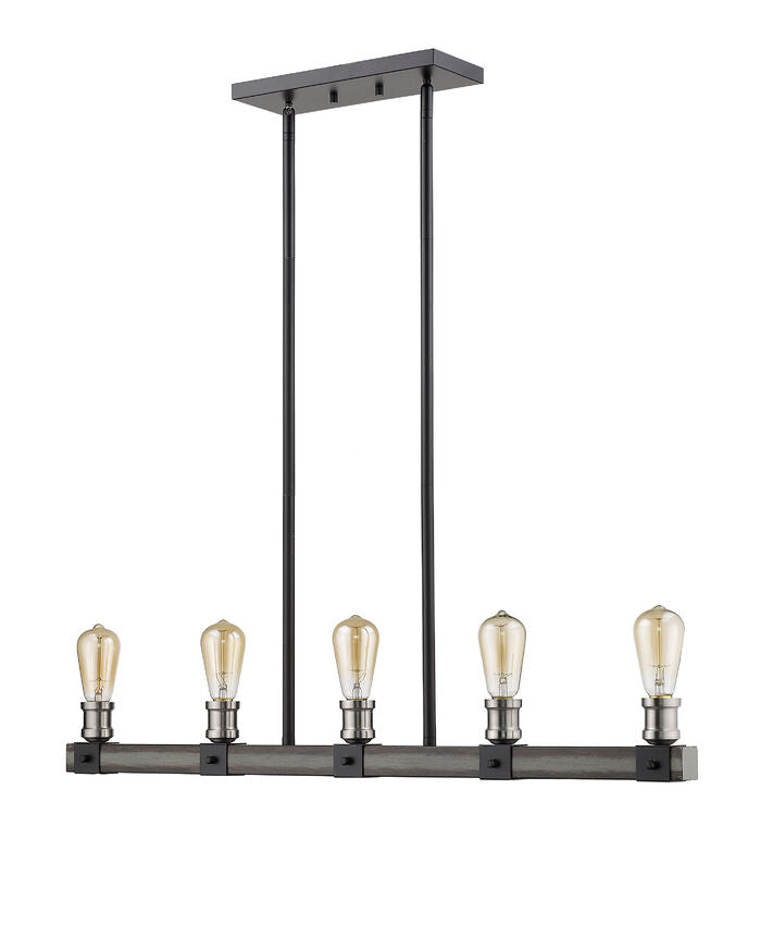 Z-Lite Kirkland 5" 5-Light Ashen Barnboard Steel Island Light