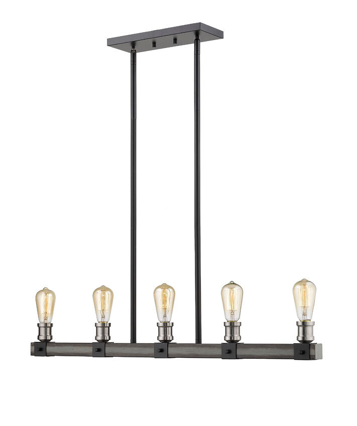 Z-Lite Kirkland 5" 5-Light Ashen Barnboard Steel Island Light