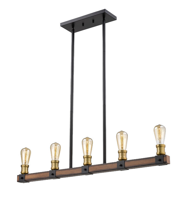 Z-Lite Kirkland 5" 5-Light Rustic Mahogany Steel Island Light