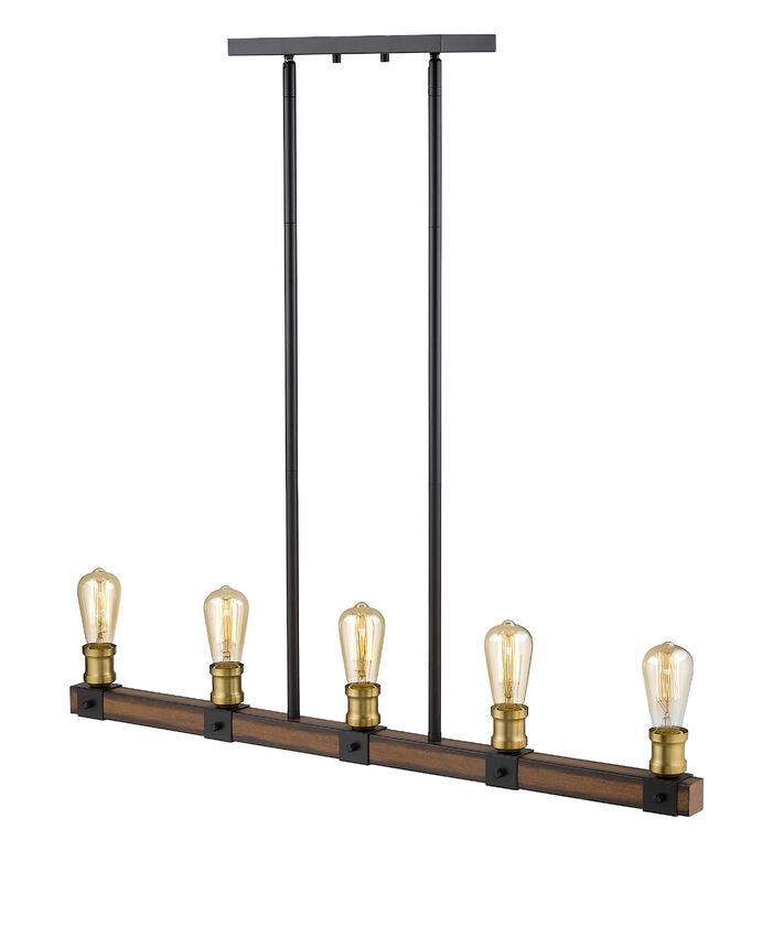 Z-Lite Kirkland 5" 5-Light Rustic Mahogany Steel Island Light