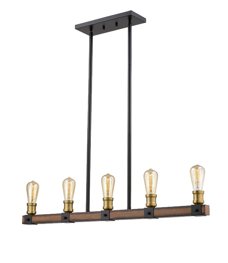 Z-Lite Kirkland 5" 5-Light Rustic Mahogany Steel Island Light