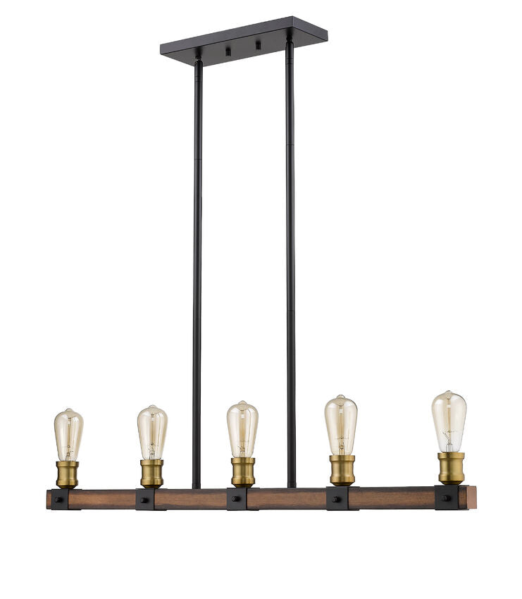 Z-Lite Kirkland 5" 5-Light Rustic Mahogany Steel Island Light
