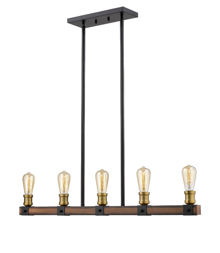 Z-Lite Kirkland 5" 5-Light Rustic Mahogany Steel Island Light