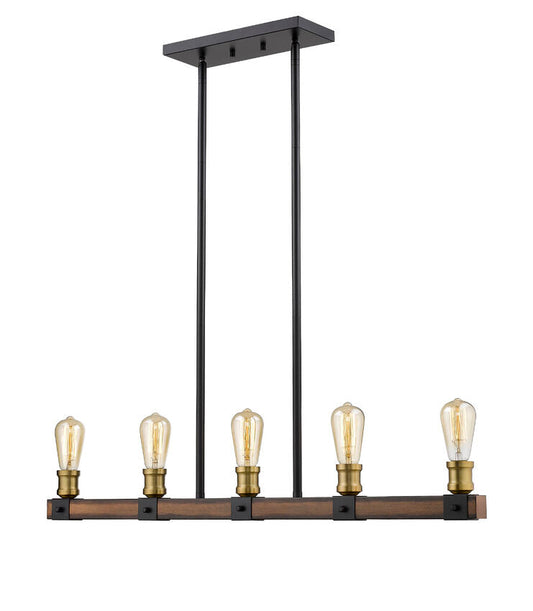 Z-Lite Kirkland 5" 5-Light Rustic Mahogany Steel Island Light