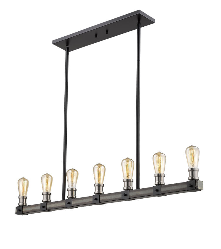 Z-Lite Kirkland 5" 7-Light Ashen Barnboard Steel Island Light