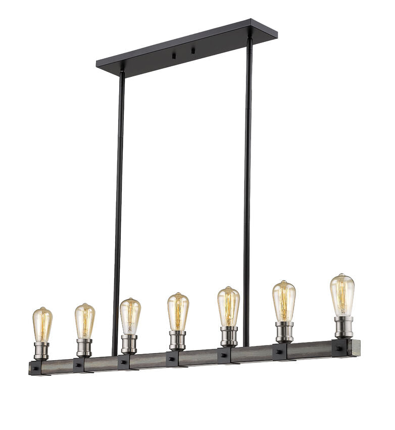 Z-Lite Kirkland 5" 7-Light Ashen Barnboard Steel Island Light