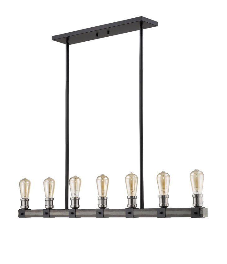 Z-Lite Kirkland 5" 7-Light Ashen Barnboard Steel Island Light