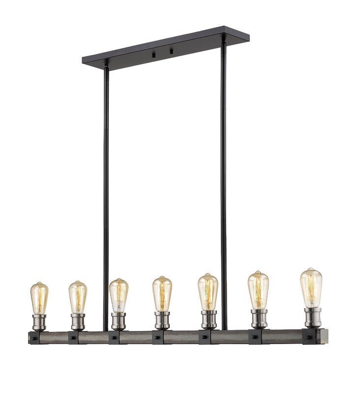 Z-Lite Kirkland 5" 7-Light Ashen Barnboard Steel Island Light