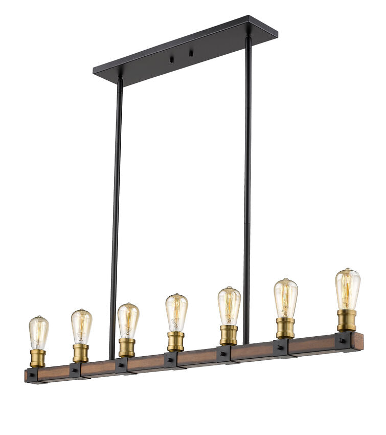Z-Lite Kirkland 5" 7-Light Rustic Mahogany Steel Island Light