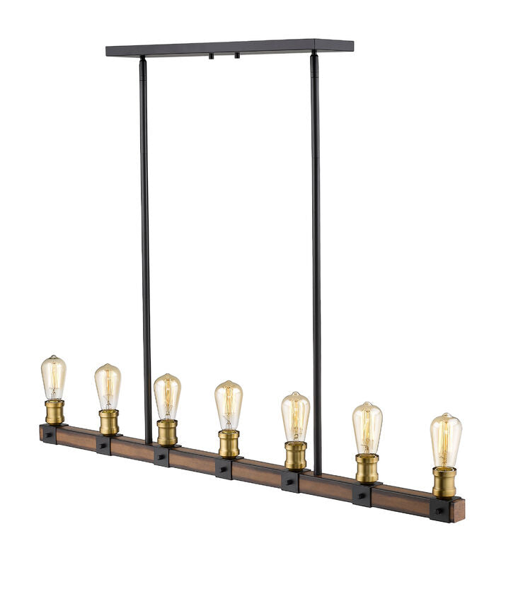 Z-Lite Kirkland 5" 7-Light Rustic Mahogany Steel Island Light