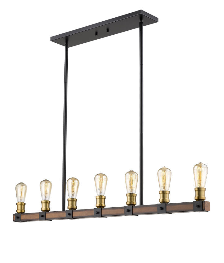 Z-Lite Kirkland 5" 7-Light Rustic Mahogany Steel Island Light