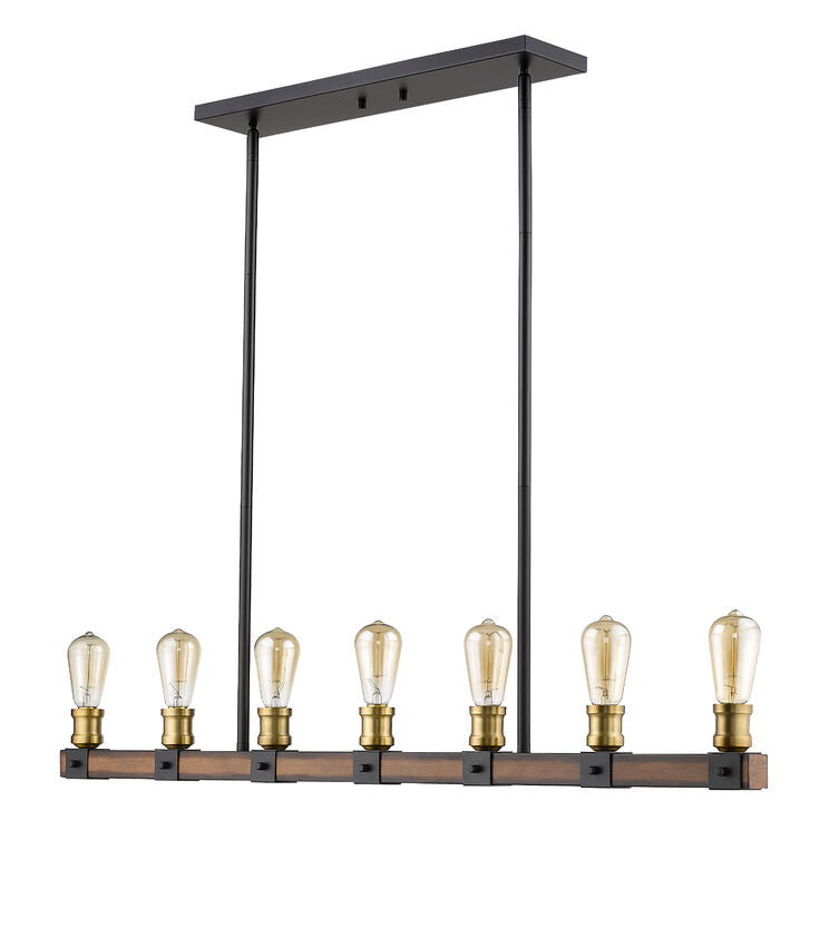 Z-Lite Kirkland 5" 7-Light Rustic Mahogany Steel Island Light