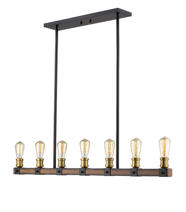 Z-Lite Kirkland 5" 7-Light Rustic Mahogany Steel Island Light
