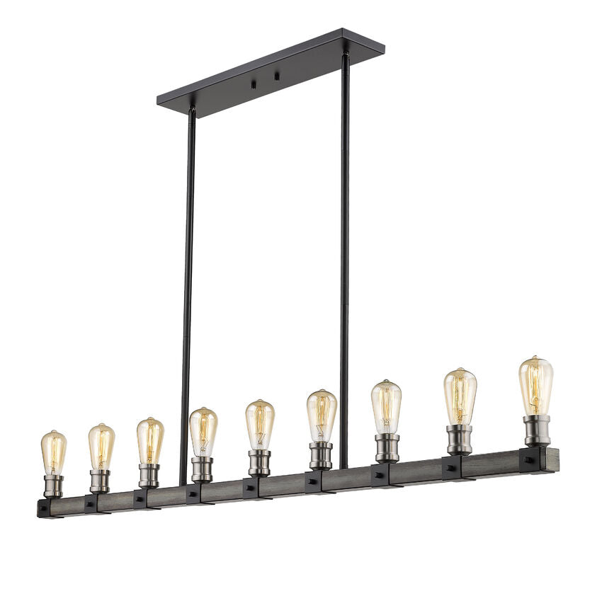 Z-Lite Kirkland 5" 9-Light Ashen Barnboard Steel Island Light