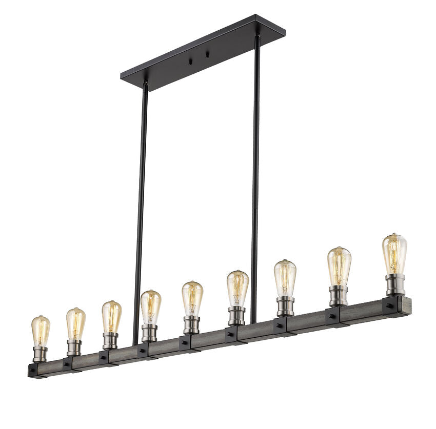 Z-Lite Kirkland 5" 9-Light Ashen Barnboard Steel Island Light