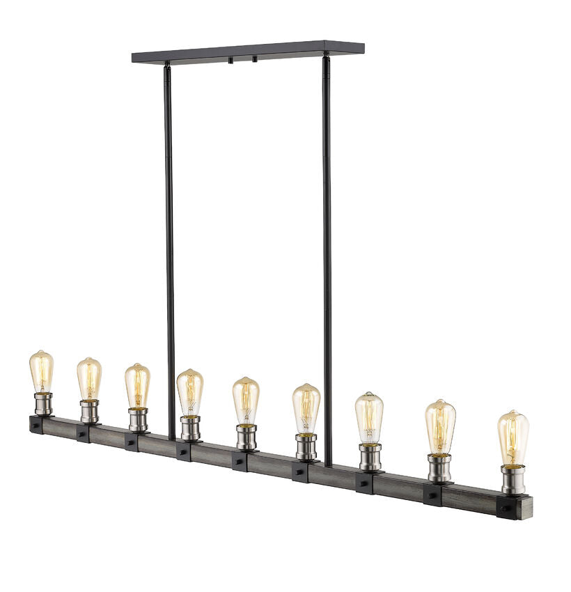 Z-Lite Kirkland 5" 9-Light Ashen Barnboard Steel Island Light
