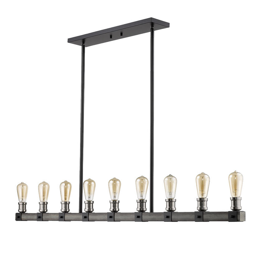 Z-Lite Kirkland 5" 9-Light Ashen Barnboard Steel Island Light