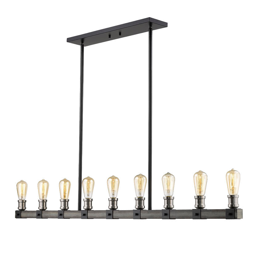Z-Lite Kirkland 5" 9-Light Ashen Barnboard Steel Island Light