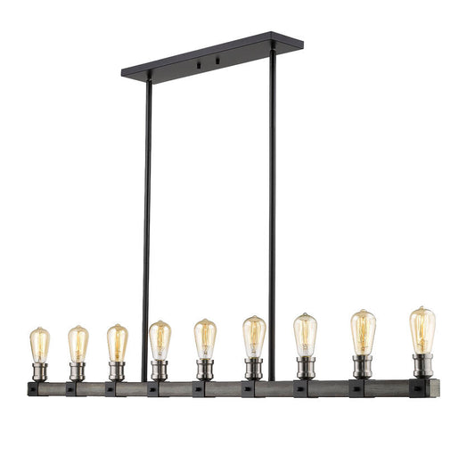 Z-Lite Kirkland 5" 9-Light Ashen Barnboard Steel Island Light