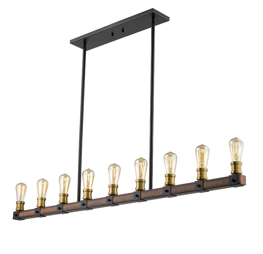 Z-Lite Kirkland 5" 9-Light Rustic Mahogany Steel Island Light