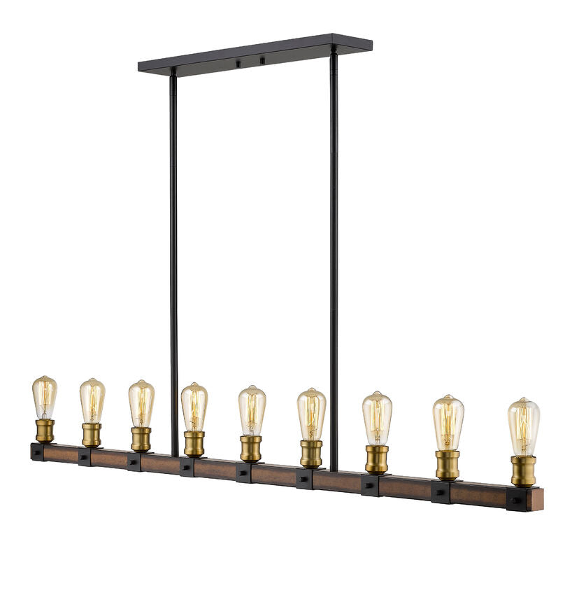 Z-Lite Kirkland 5" 9-Light Rustic Mahogany Steel Island Light