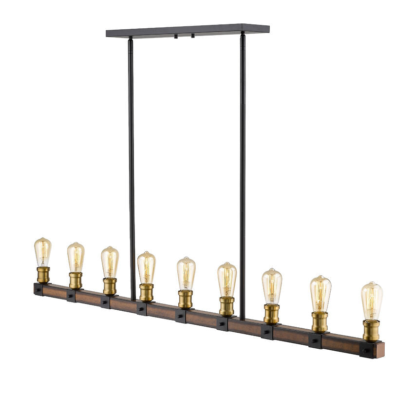 Z-Lite Kirkland 5" 9-Light Rustic Mahogany Steel Island Light