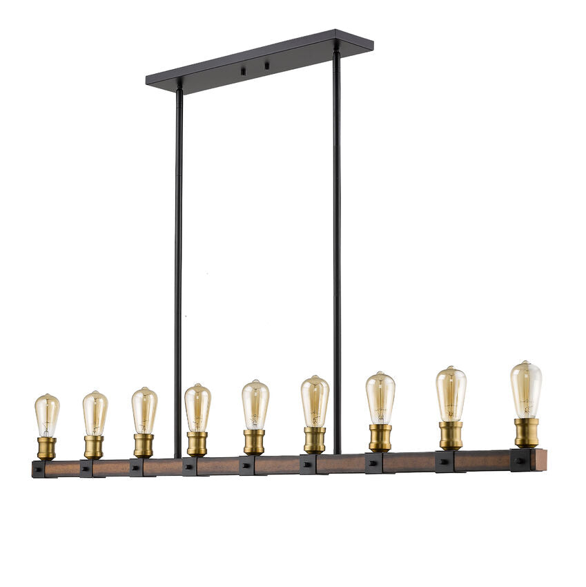 Z-Lite Kirkland 5" 9-Light Rustic Mahogany Steel Island Light