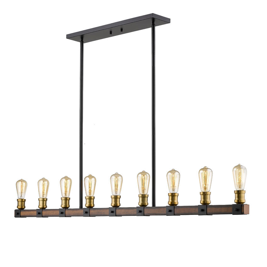 Z-Lite Kirkland 5" 9-Light Rustic Mahogany Steel Island Light
