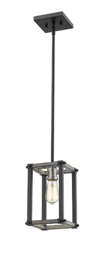 Z-Lite Kirkland 7" 1-Light Ashen Barnboard Steel Mini Pendant Light