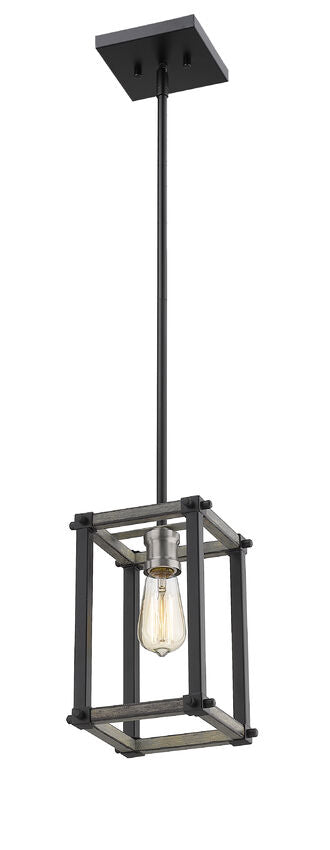 Z-Lite Kirkland 7" 1-Light Ashen Barnboard Steel Mini Pendant Light
