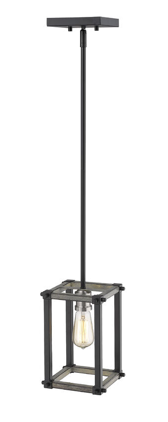 Z-Lite Kirkland 7" 1-Light Ashen Barnboard Steel Mini Pendant Light