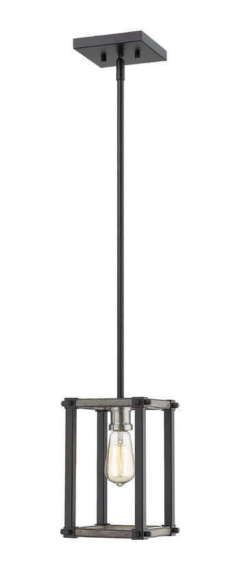 Z-Lite Kirkland 7" 1-Light Ashen Barnboard Steel Mini Pendant Light