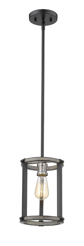 Z-Lite Kirkland 7" 1-Light Ashen Barnboard Steel Open Frame Mini Pendant Light