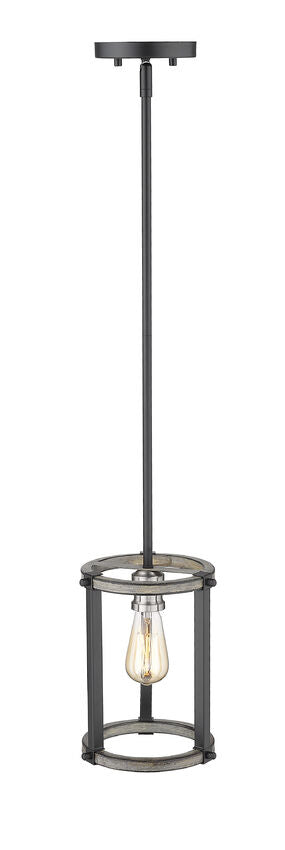 Z-Lite Kirkland 7" 1-Light Ashen Barnboard Steel Open Frame Mini Pendant Light