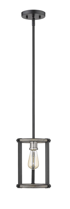 Z-Lite Kirkland 7" 1-Light Ashen Barnboard Steel Open Frame Mini Pendant Light