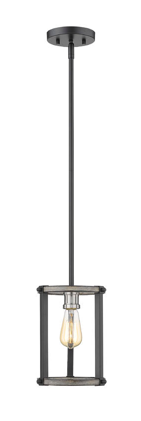 Z-Lite Kirkland 7" 1-Light Ashen Barnboard Steel Open Frame Mini Pendant Light