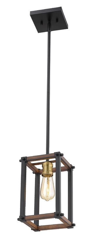 Z-Lite Kirkland 7" 1-Light Rustic Mahogany Steel Mini Pendant Light