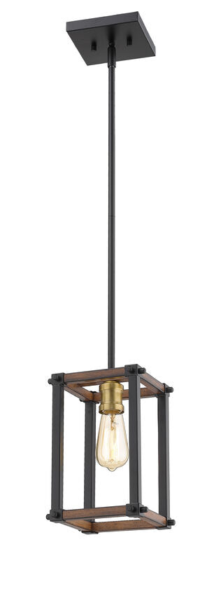 Z-Lite Kirkland 7" 1-Light Rustic Mahogany Steel Mini Pendant Light