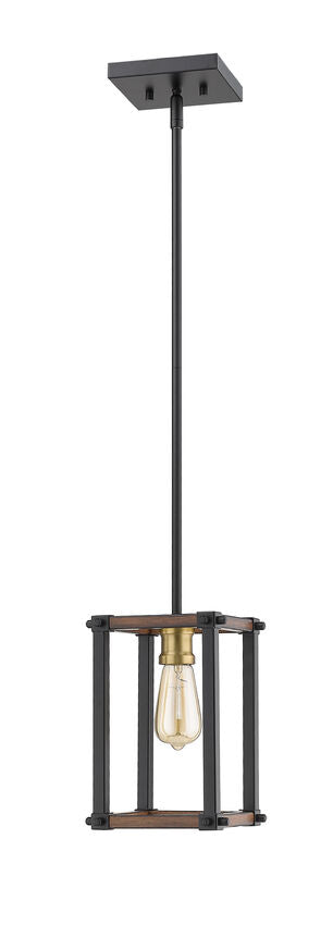 Z-Lite Kirkland 7" 1-Light Rustic Mahogany Steel Mini Pendant Light