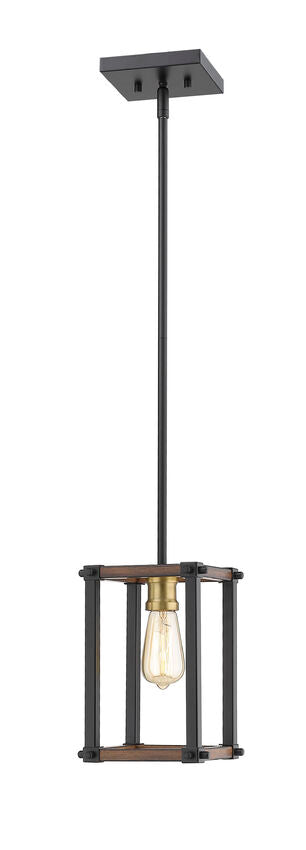 Z-Lite Kirkland 7" 1-Light Rustic Mahogany Steel Mini Pendant Light