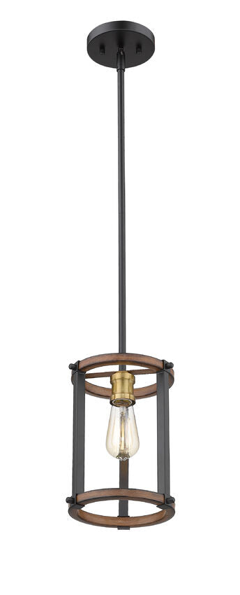 Z-Lite Kirkland 7" 1-Light Rustic Mahogany Steel Open Frame Mini Pendant Light
