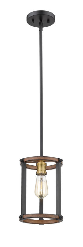 Z-Lite Kirkland 7" 1-Light Rustic Mahogany Steel Open Frame Mini Pendant Light