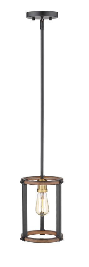 Z-Lite Kirkland 7" 1-Light Rustic Mahogany Steel Open Frame Mini Pendant Light